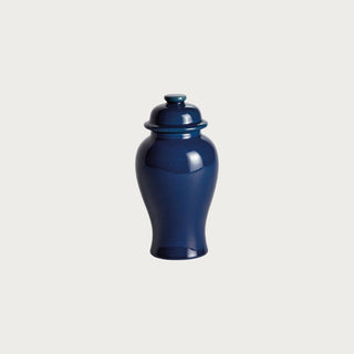 8.5" High Dark blue ceramic ginger jar with lid, decorative accent jar in a classic silhouette. Home Decor, Third & Main, Fall Decor, Modern Farmhouse, Modern Traditional, Luxury Decor