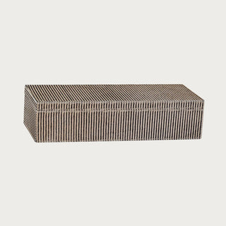 The Miramonti Decorative Box Hair On Hide Leather, Rectangular Decorative Box With A Stripe Pattern, Contemporary Decor, Luxury Decor, Luxury Decorative Boxes With Suede interior