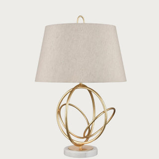 The Moreley Lamp, features gracefully intertwined hoops, creating a harmonious balance of structure and simplicity. Third & Main, Home Decor, Lighting, Table Lighting, Contemporary Lighting