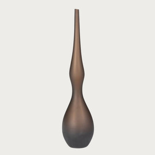 Tall matte brown sculptural glass vase with elongated neck, available in two sizes; ideal for minimalist or modern fall decor. 
Large Size Shown
Contemporary Decor, Luxury Decor
