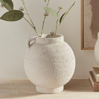 TheGiannaVase, Rounded Terracotta Vase With A Natural White Finish. Third & Main, Home Decor, Spring Decor, Summer Decor, everyday Decor, Terracotta, Vases, Tuscan Style, Modern Farmhouse, Modern Traditional