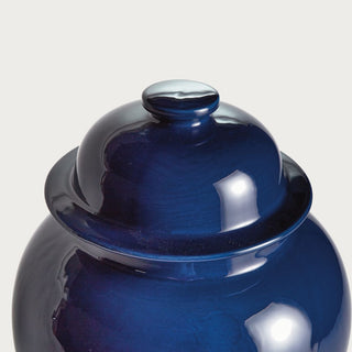 20.25" High Dark blue ceramic ginger jar with lid, decorative accent jar in a classic silhouette. Home Decor, Third & Main, Fall Decor, Modern Farmhouse Decor, Modern Traditional Decor, Luxury Decor