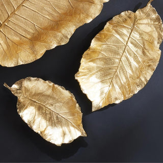 The Penelope Gold Leaf Tray, Set of 2, Home Decor, Third & Main, Fall Decor, Autumn, Golden, Leaf