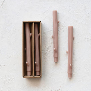 Twig Taper Candles, Set of 2, Home Decor, Third & Main, Fall Decor, Mauve, Candlesticks, Autumn