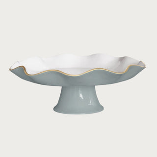 Wavy Slate & White Pedestal Plate