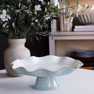 Wavy Slate & White Pedestal Plate