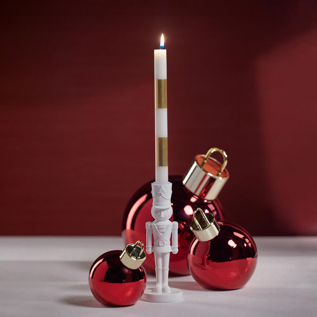 Matte White Nutcracker Taper Candle Holder, 8" Third & Main