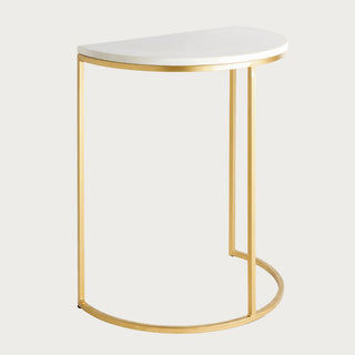 white marble top accent table with gold metal base modern side table for living room or bedroom styling