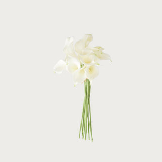 Twelve stem  Real touch White calla lily bundle with real-touch petals and green stems – styled for home decor by Third & Main, Real Touch, Luxe Calla Lily faux floral