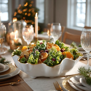 White and Gold Large Thanni Onyx Bowl