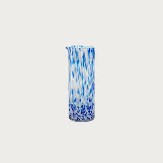 White and blue tortoise-pattern glass pitcher/vase 