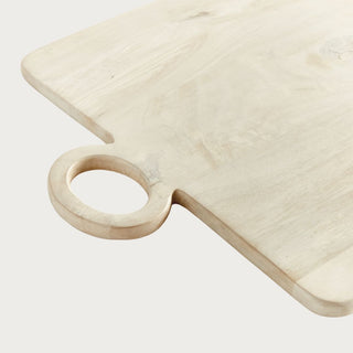 Whitewashed mango wood serving tray with round handle, available in three sizes, rustic modern wood charcuterie board or kitchen tray for entertaining and everyday use., Third & Main, Home Decor