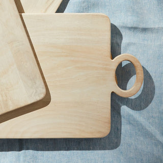 Whitewashed mango wood serving tray with round handle, available in three sizes, rustic modern wood charcuterie board or kitchen tray for entertaining and everyday use., Third & Main, Home Decor