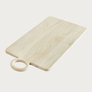 Whitewashed mango wood serving tray with round handle, available in three sizes, rustic modern wood charcuterie board or kitchen tray for entertaining and everyday use., Third & Main, Home Decor