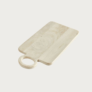 Whitewashed mango wood serving tray with round handle, available in three sizes, rustic modern wood charcuterie board or kitchen tray for entertaining and everyday use., Third & Main, Home Decor