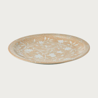 YvonneCharger, Ceramic Platter,The warm, neutral tones create an understated elegance, while the intricate pattern lends a sense of quiet romance. Third & Main, Home Decor, Kitchen, Display Platter, Modern Traditional, Modern Farmhouse, Spring Decor, Summer Decor, Everyday Decor
