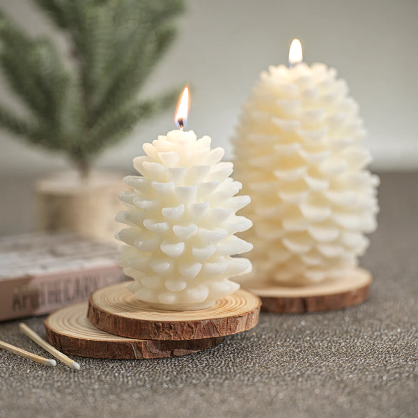 Siberian Fir Scented Cream Pinecone Candle - Large