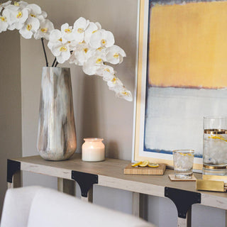 Large Almeta Vase from the luxe decor collection, cream enameled iron finish, Third & Main
