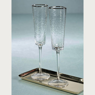 Aperitivo platinum rim triangular champagne flutes, set of 2, Third & Main