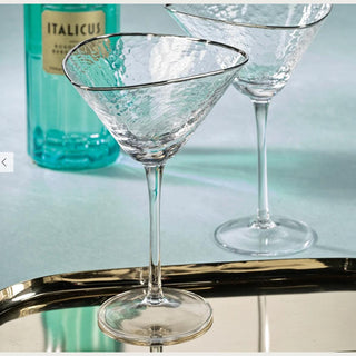 Set of 2 Aperitivo platinum rim martini glasses styled for entertaining, Third & Main