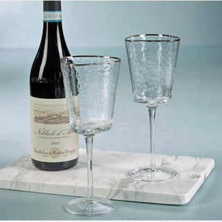 Aperitivo platinum rim triangular wine glasses, set of 2, Third & Main