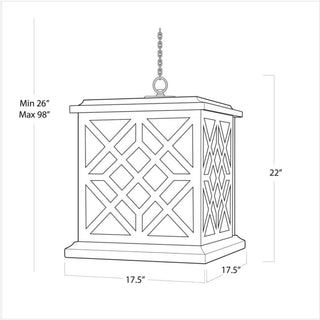 Dimension diagram for the Chatham natural wood lantern pendant