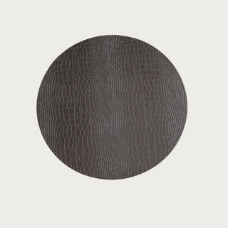 Gray side of the faux croc reversible round placemat