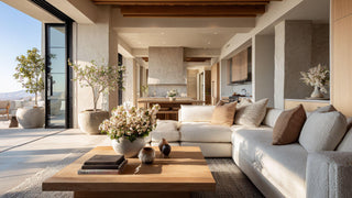 Curated home decor collection styled by Third & Main, featuring layered neutral furnishings, lifelike faux florals, and cohesive textures in a modern living space.