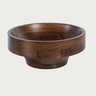 Handcrafted large dark brown mango wood bowl, 13 inch diameter