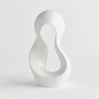 Lyra Sculpture in Glossy White, alternate angle showing curved silhouette, high-gloss finish, Third & Main