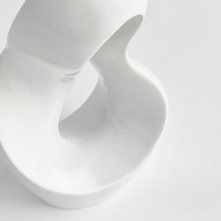 Lyra Sculpture in Glossy White, detail view of high-gloss glaze texture, Third & Main