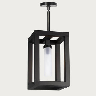 Matte black metal Montecito outdoor indoor pendant lantern, small, Third & Main