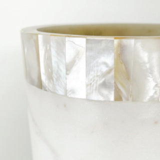 Mother of Pearl White Marble Serving Utensil and Wine Holder styled on counter, Third & Main