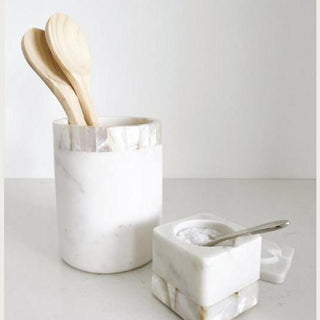 Mother of Pearl White Marble Serving Utensil and Wine Holder, Third & Main