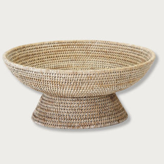 16 inch Palawan large whitewash rattan bowl, hand woven tight weave, Third & Main