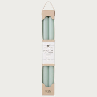 Set of two pistachio colored 12 inch taper candles, Third & Main