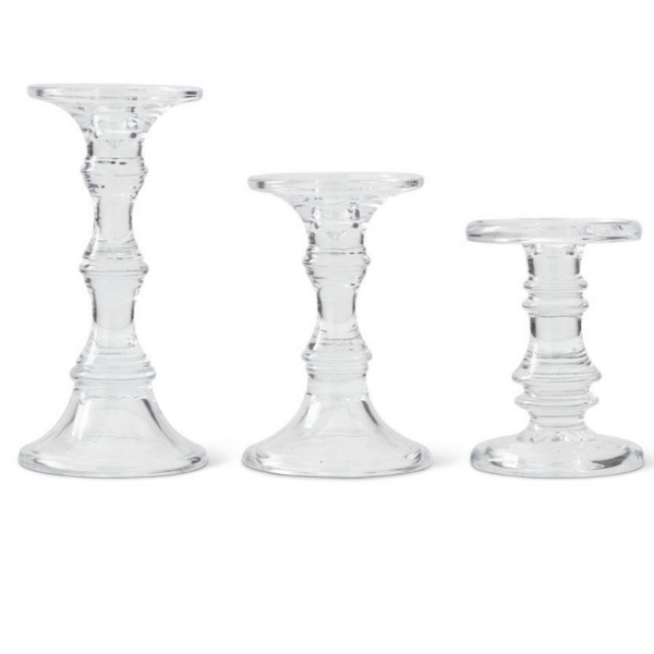 Set of Three Glass Candleholders