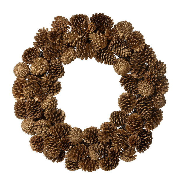 22" Golden Pinecone Wreath