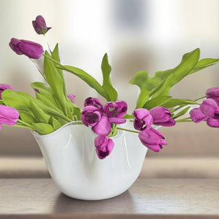 Close-up of purple True Bloom real touch tulip stem showing lifelike petal texture and stem detail, Third & Main