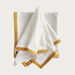 The Conner dinner napkins, set of 4, white cotton with gold and yellow trim