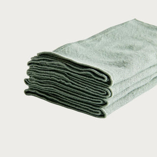 Vanna green cotton dinner napkin set of 4, close detail of fabric texture