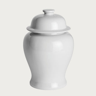 White high-gloss ceramic Koa lidded ginger jar, large size, modern traditional style, Third & Main