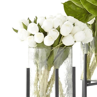 13 inch white True Bloom real touch tulip bundle styled in a vase, Third & Main