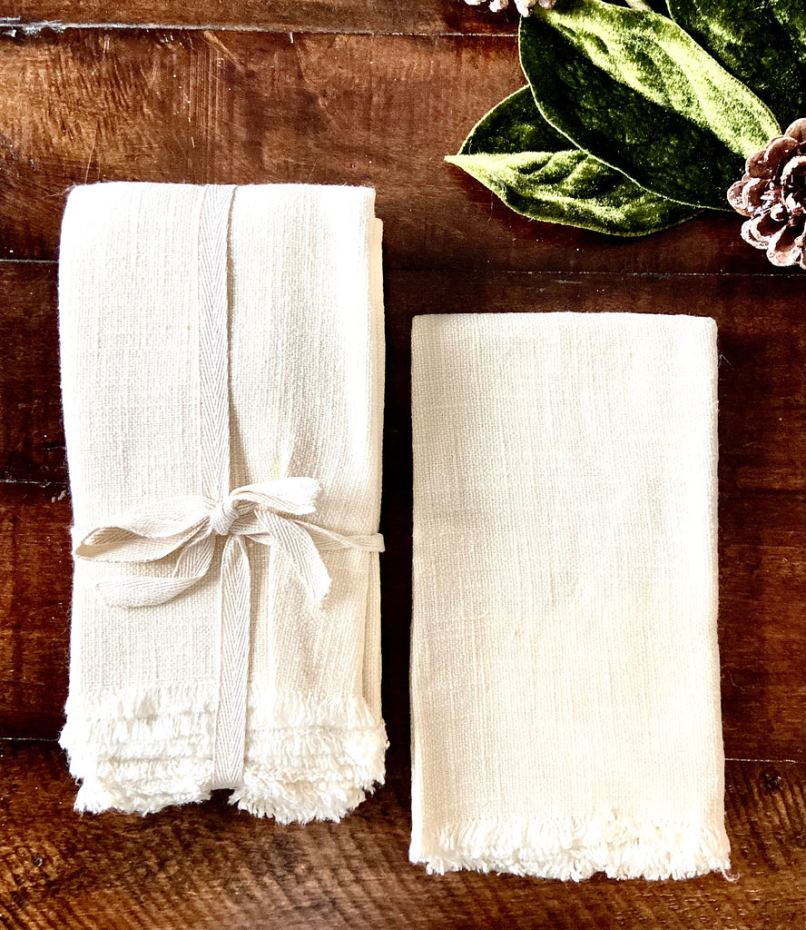 Set of 4 Soft Linen Napkins - Cream