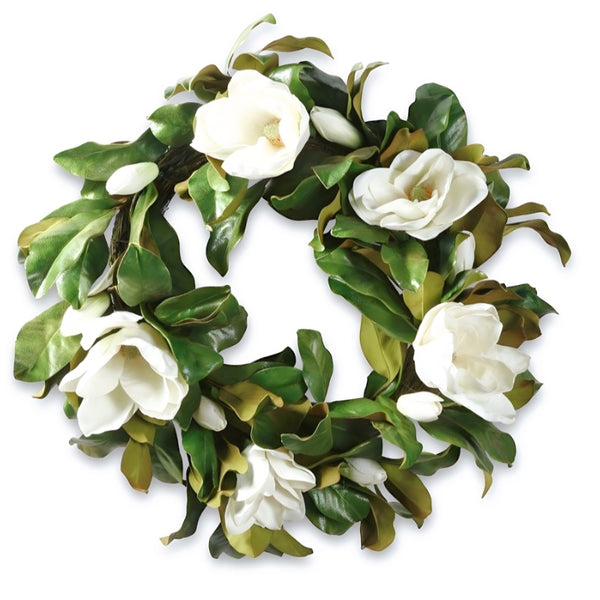 30 Inch Real Touch White Magnolia Wreath