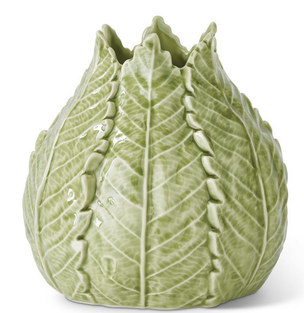 6" Green Cabbage Ceramic Vase