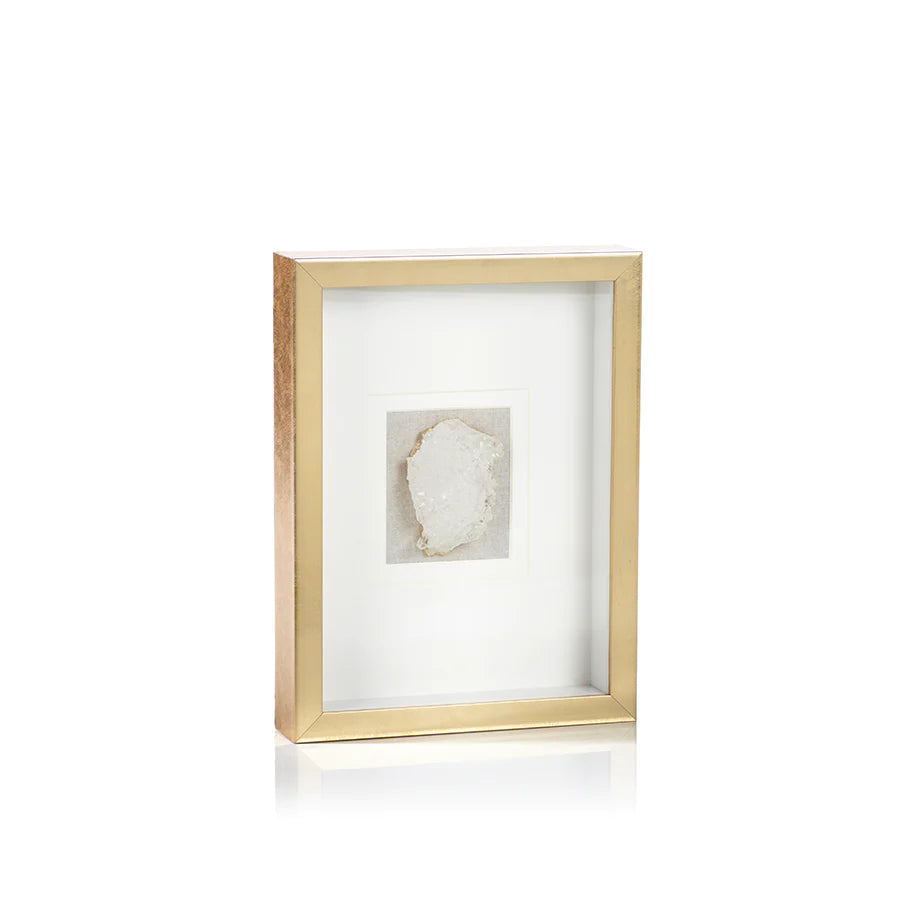 Assisi Tall Golden Frame White Crystal Artwork