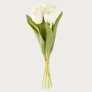 13 inch white True Bloom real touch 6 stem tulip bundle, Third & Main